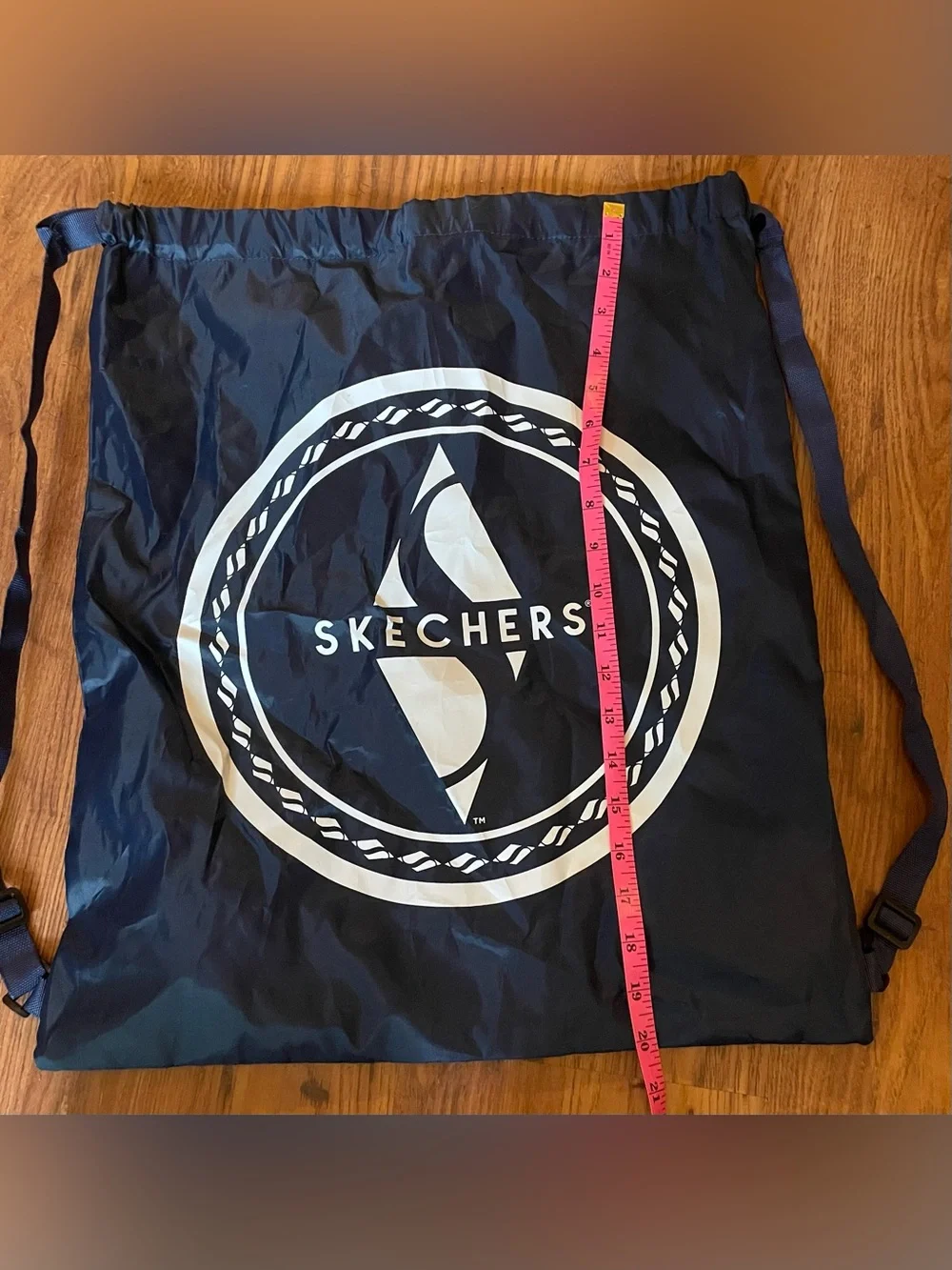 Skechers Navy Drawstring Backpack Bag White Logo